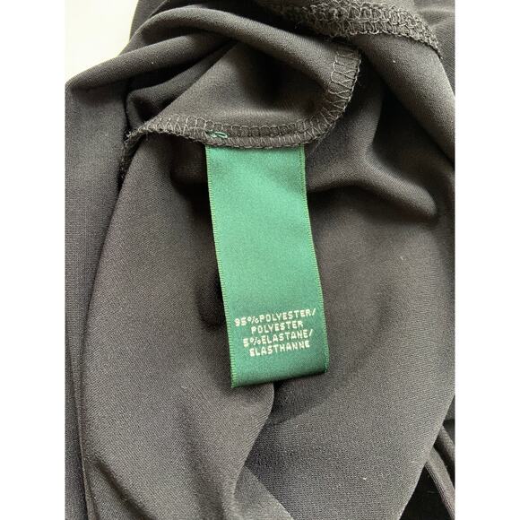 Lauren Ralph Lauren Dress Black Surplice Bodycon Cap Sleeve Polyester Blend Sz 8 - Picture 6 of 6